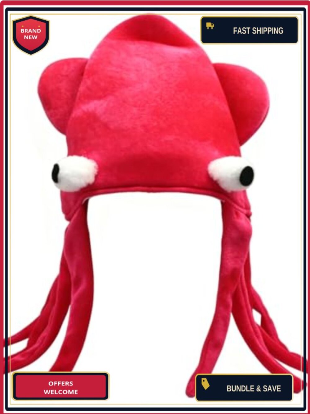 Plush Octopus Squid Costume Hat Unisex One Size Novelty Cosplay Cap